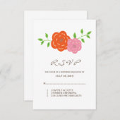 In Bloom Oranje Pink Floral Response Kaart (Voorkant / Achterkant)