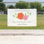 In Bloom Oranje Pink Floral Wedding Banner (Insitu)