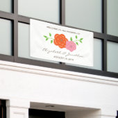 In Bloom Oranje Pink Floral Wedding Banner (Buitenkant Gebouw)