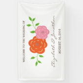 In Bloom Oranje Pink Floral Wedding Banner (Verticaal)