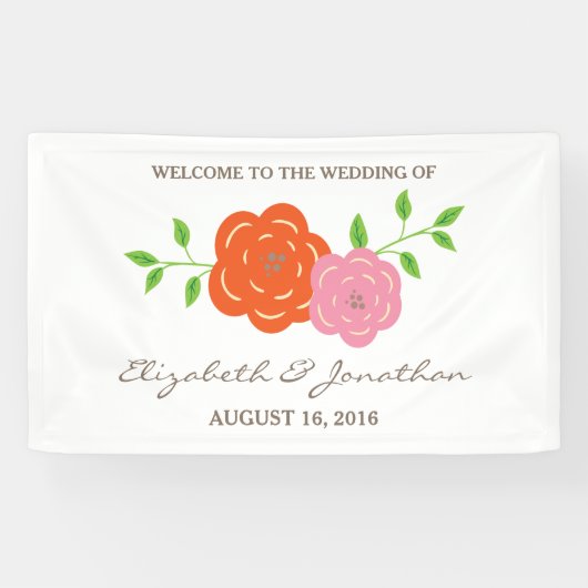 In Bloom Oranje Pink Floral Wedding Banner (Horizontaal)