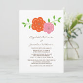 In Bloom Oranje Pink Floral Wedding Invite Kaart (Staand voorkant)