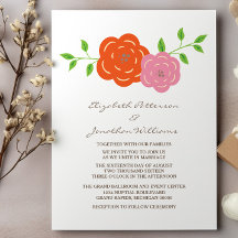 In Bloom Oranje Pink Floral Wedding Invite