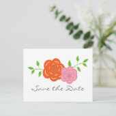 In Bloom Oranje roze Floral sparen het Briefkaart (Staand voorkant)