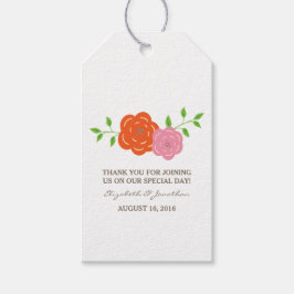 In Bloom Oranje roze Labels met platte vezelkorrel Cadeaulabel