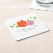 In Bloom Oranje roze Onderzetters van Floral Paper (Schuin)