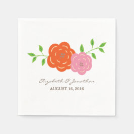 In Bloom Oranje roze papier Napkins Servet