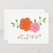 In Bloom Oranje roze RSVP Briefkaart (Voorkant / Achterkant)
