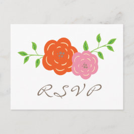 In Bloom Oranje roze RSVP Briefkaart