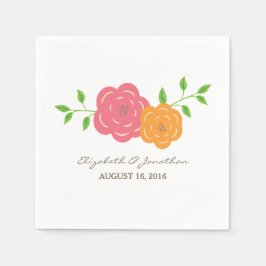 In Bloom Red Oranje Floral Paper Napkins Servet