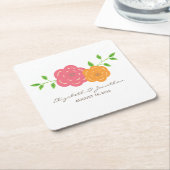 In Bloom Red Oranje Floral Paper Onderzetters (Schuin)