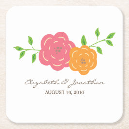 In Bloom Red Oranje Floral Paper Onderzetters