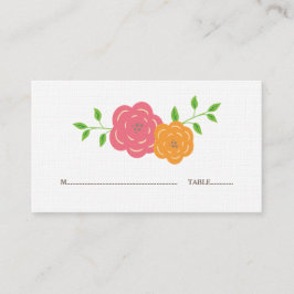 In Bloom Red Oranje Floral Place Cards Plaatskaartje