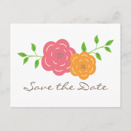 In Bloom Red Oranje Floral Save the Date Briefkaar Aankondigingskaart