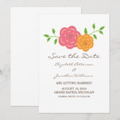 In Bloom Red Oranje Floral Save the Date Invite Kaart (Voorkant / Achterkant)