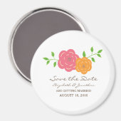 In Bloom Red Oranje Floral Save the Date Magnet (Voorkant / Achterkant)