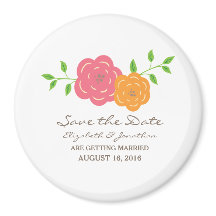 In Bloom Red Oranje Floral Save the Date Magnet