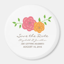 In Bloom Red Oranje Floral Save the Date Magnet