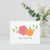In Bloom Red Oranje Floral Table Number Briefkaart (Staand voorkant)