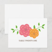 In Bloom Red Oranje Floral Table Number Briefkaart (Voorkant / Achterkant)