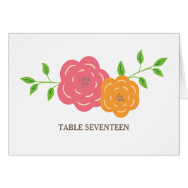 In Bloom Red Oranje Floral Table Number Kaart