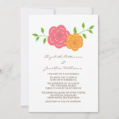 In Bloom Red Oranje Floral Wedding Invite Kaart (Voorkant)