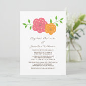In Bloom Red Oranje Floral Wedding Invite Kaart (Staand voorkant)