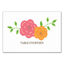 In Bloom Red Oranje Floral Wedding Table Kaart