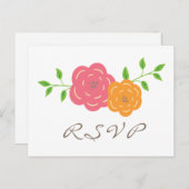 In Bloom Red Oranje RSVP Briefkaart (Voorkant / Achterkant)