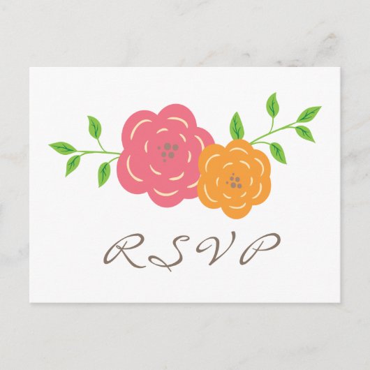 In Bloom Red Oranje RSVP Briefkaart (Voorkant)