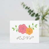 In Bloom Red Oranje RSVP Briefkaart (Staand voorkant)