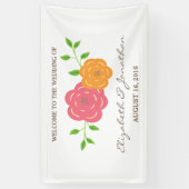 In Bloom Red Sinaasappel Floral Wedding Banner (Verticaal)