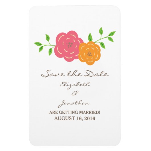 In Bloom Red Sinaasappel Save the Date Flexi Magne Magneet (Verticaal)