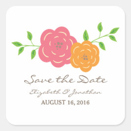 In Bloom Red Sinaasappel Save the Date Stickers