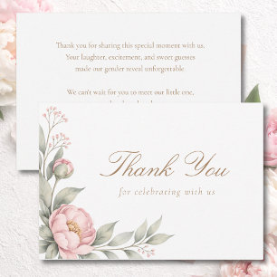 In Bloom Roze Pioenrozen Meisje Baby Shower Bedankkaart