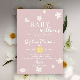 In Bloom Tulp Lente Roze Witte Baby Shower Kaart
