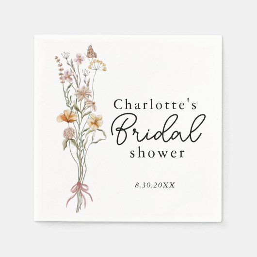 In Bloom Wilde Bloemen Bruidsfeest Servet (Voorkant)