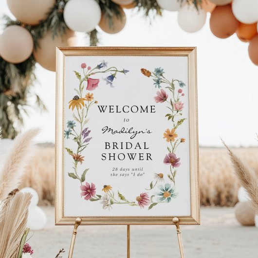 In Bloom Wildflower Bruidsfeest Welkomstbord Poster