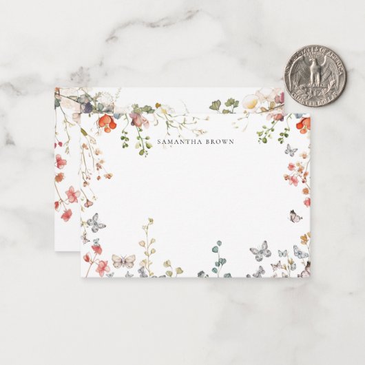 In Bloom Wildflower gepersonaliseerd Notitiekaartje (Voorkant / Achterkant in situ)