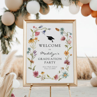 In Bloom Wildflower Graduation Party Welkomstbord Poster