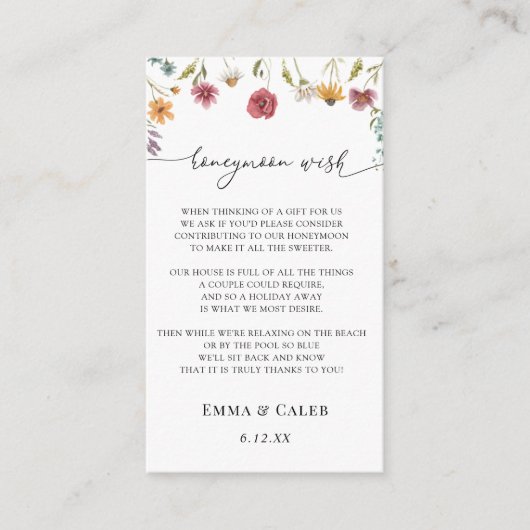 In Bloom Wildflower Honeymoon Wens Informatiekaartje (Voorkant)