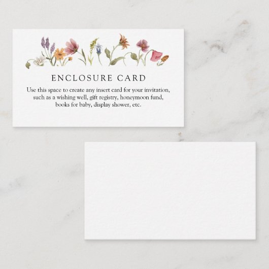 In Bloom Wildflower Shower Enclosure Card Informatiekaartje (Voorkant / Achterkant)