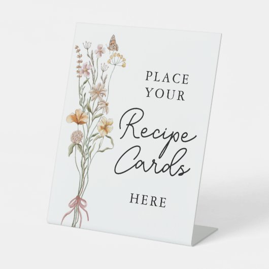 In Bloom Wildflower Vrijgezellenfeest Recept Kaart Reclamebord Met Voetstuk (Voorkant)