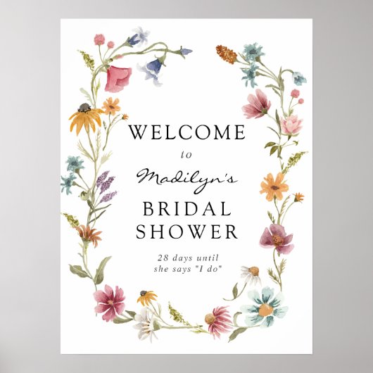 In Bloom Wildflower Vrijgezellenfeest Welkom Sign Poster (Voorkant)