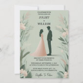 In Blush pastel Perzik Mint Moss Sage Groen Bruilo Kaart (Voorkant)