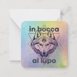 In bocca al lupo veel succes in de kasteparopening notitiekaartje