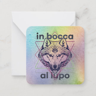 In bocca al lupo veel succes in de kasteparopening notitiekaartje