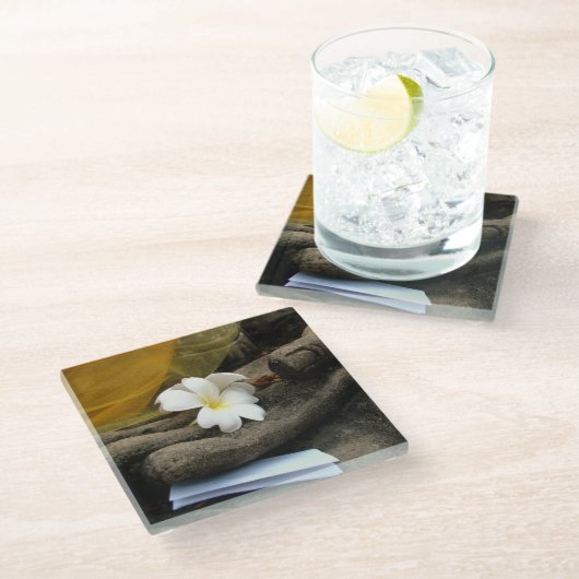 In Boeddha's hand Glazen Onderzetter (Schuin)