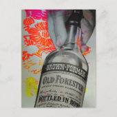 In Bond Gebottelde Whisky Fles Bloemcollage Briefkaart (Voorkant)
