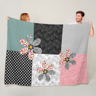 In bonte kleuren patchwork rustiek patroon fleece deken
